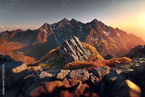 Mountain Autumn Landscape Illustration 1. Generative AI.