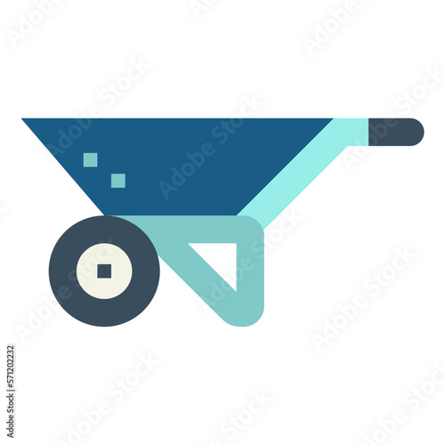 wheelbarrow flat icon style