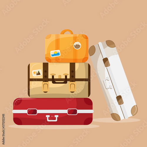 Set of vector suitcases 