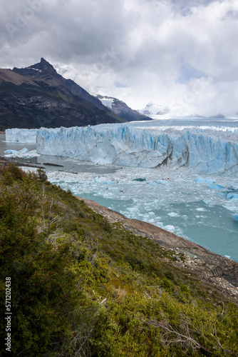 The famous glacier and natural sight Perito Moreno with the icy waters of Lago Argentino in Patagonia, Argentina, South America 