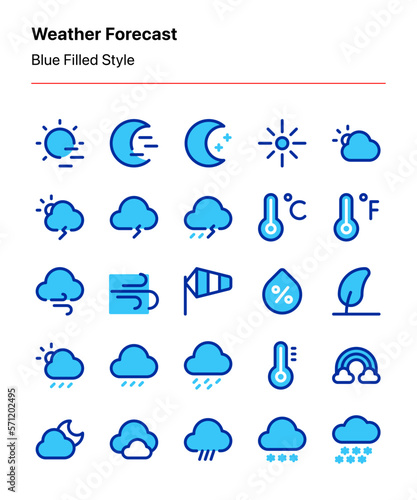 A set of customizable weather icons. Perfect for app and web interfaces, graphic design, and other projects