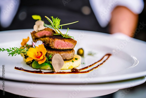 Refined and Elegant Cuisine of Michelin Star Chefs: An Epicurean Journey Through the World of Fine Dining and Gourmet Presentation - Ai Generative photo