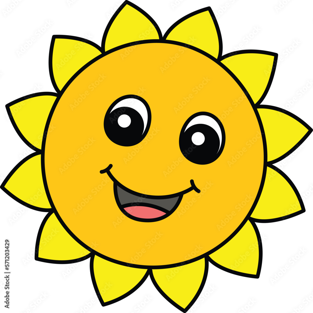 Spring Sun Cartoon Colored Clipart Illustration