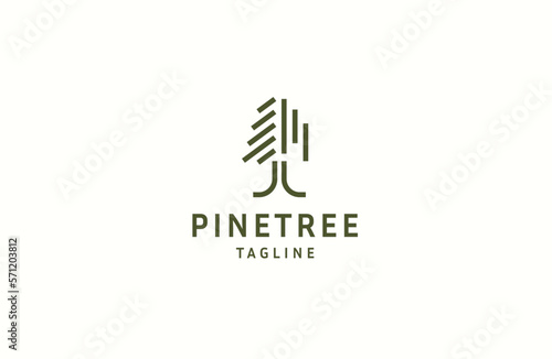 Pine tree logo icon design template flat vector 