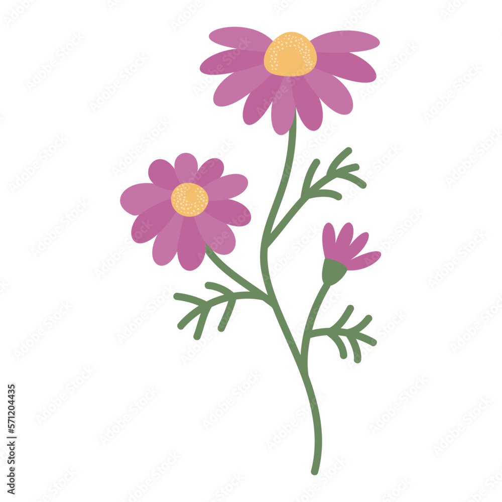Fototapeta premium Flower. Vector illustration of a stylized plant in cartoon style. Isolated on a white background.