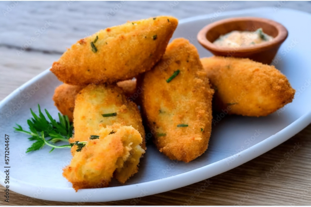 Bolinho de Bacalhau - Authentic Tastes of Portuguese Cuisine Cod fish snack Pastry Ai Generative Bolinho de Bacalhau - Authentic Tastes of Portuguese Cuisine Cod fish snack Pastry Ai Generative