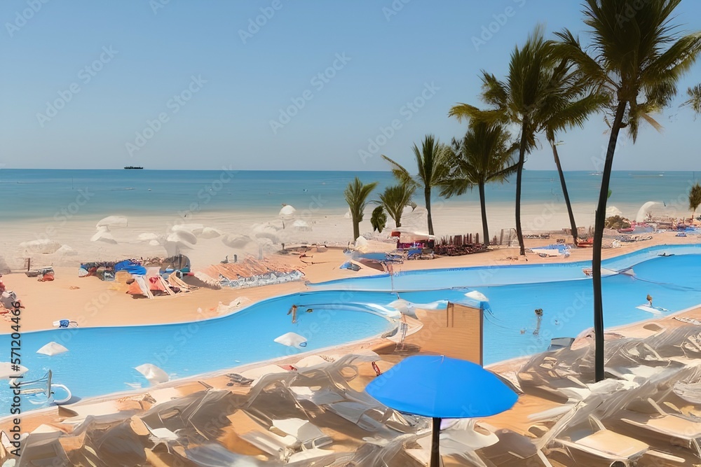 hotel beach sea sand sun - generative ai