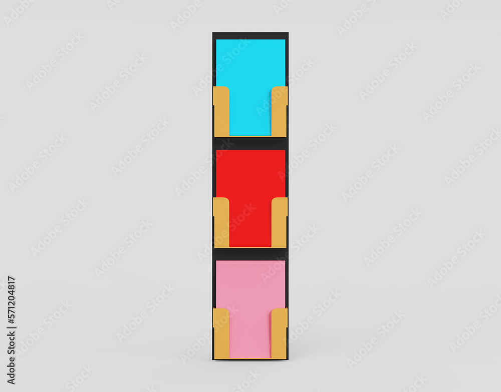 Magazine Stand Mockup Isolated On White Background. 3d illustration Magazine Stand Mockup Isolated On White Background. 3d illustration