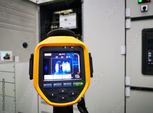 Thermal imaging inspection of electrical equipment in electrical room, PDM(predictive maintenance) for motor control center photo