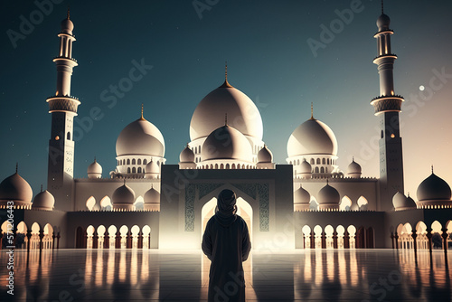 Grand sheikh zayed mosque in UAE, Abu dhabi, islam religious  place of worship, muslim praying  photo