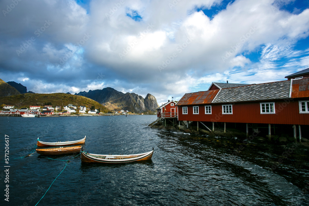 Harbor in Lofoten islands, Norway, Reine village