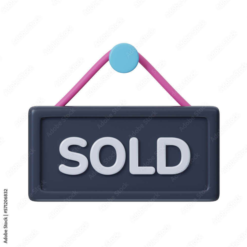 Sold Sign Board 3D Icon Sold Sign Board 3D Icon