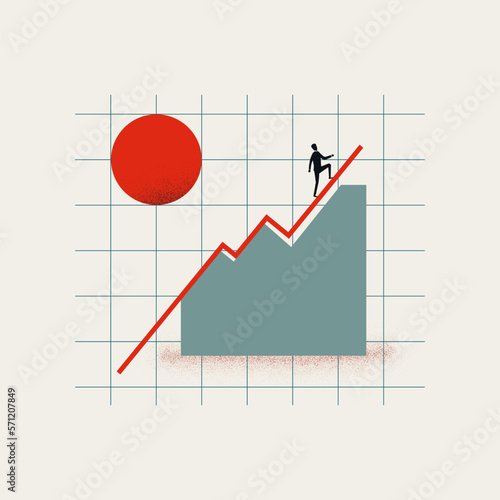 Business growth and success abstract vector concept. Symbol of performance, leadership. Minimal illustration.