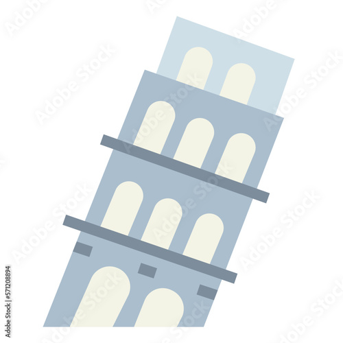 Pisa Tower flat icon style
