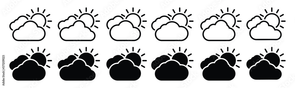 Daylight icon. Sunny weather icon. Sunny day icon. Sun behind the clouds. Sun shines or sun ray icon. Sun and cloud icons vector with line and flat style for apps and websites, symbol illustration Daylight icon. Sunny weather icon. Sunny day icon. Sun behind the clouds. Sun shines or sun ray icon. Sun and cloud icons vector with line and flat style for apps and websites, symbol illustration