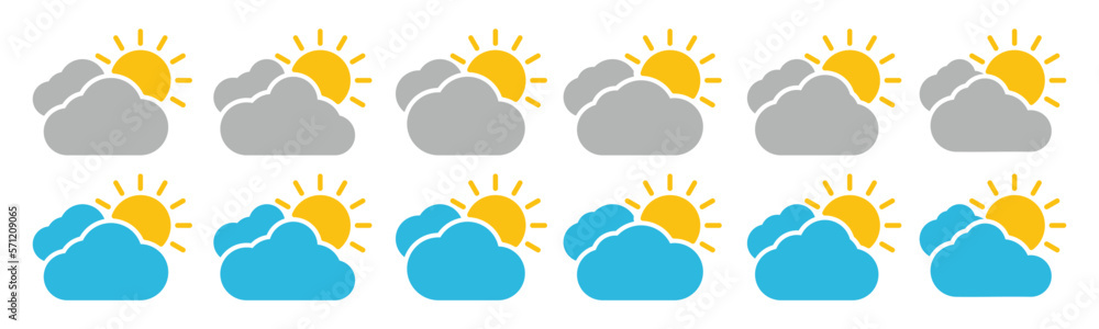 Daylight icon. Sunny and cloudy weather icon. Sun behind the cloud. Sun shines or sun ray icon. Sun and cloud icons vector with line and flat style for apps and websites, symbol illustration Daylight icon. Sunny and cloudy weather icon. Sun behind the cloud. Sun shines or sun ray icon. Sun and cloud icons vector with line and flat style for apps and websites, symbol illustration