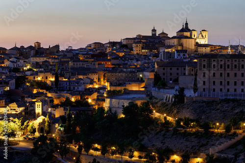Views at night of Toledo. It is a city and municipality of Spain, capital of the province of Toledo in the autonomous community of Castilla–La Mancha. Toledo was declared a UNESCO World Heritage Site.
