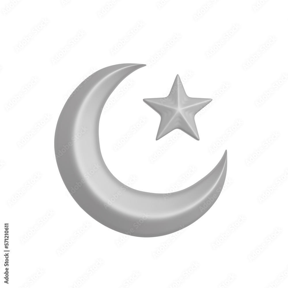 Silver Moon Ramadan eid al fitr isolated on transparent background 3d Illustration Silver Moon Ramadan eid al fitr isolated on transparent background 3d Illustration