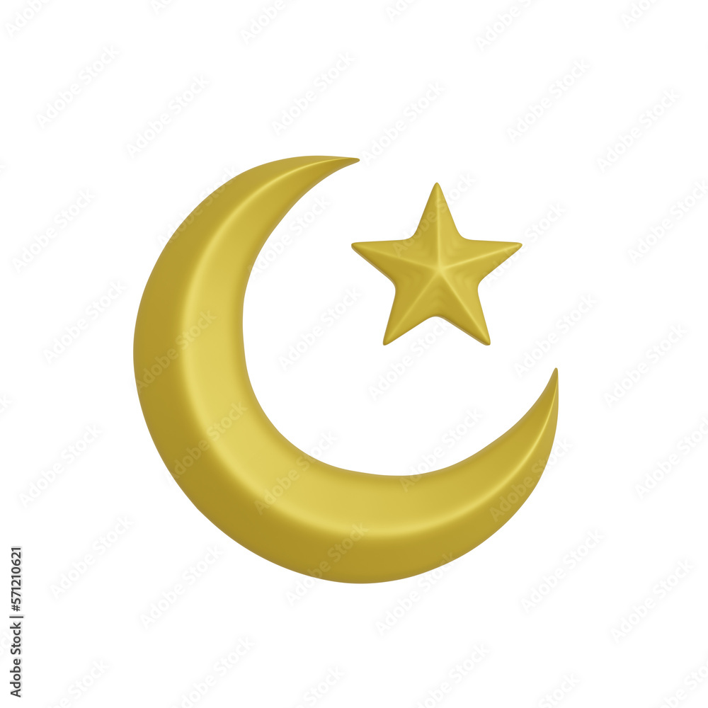 Golden Moon Ramadan eid al fitr isolated on transparent background 3d Illustration Golden Moon Ramadan eid al fitr isolated on transparent background 3d Illustration