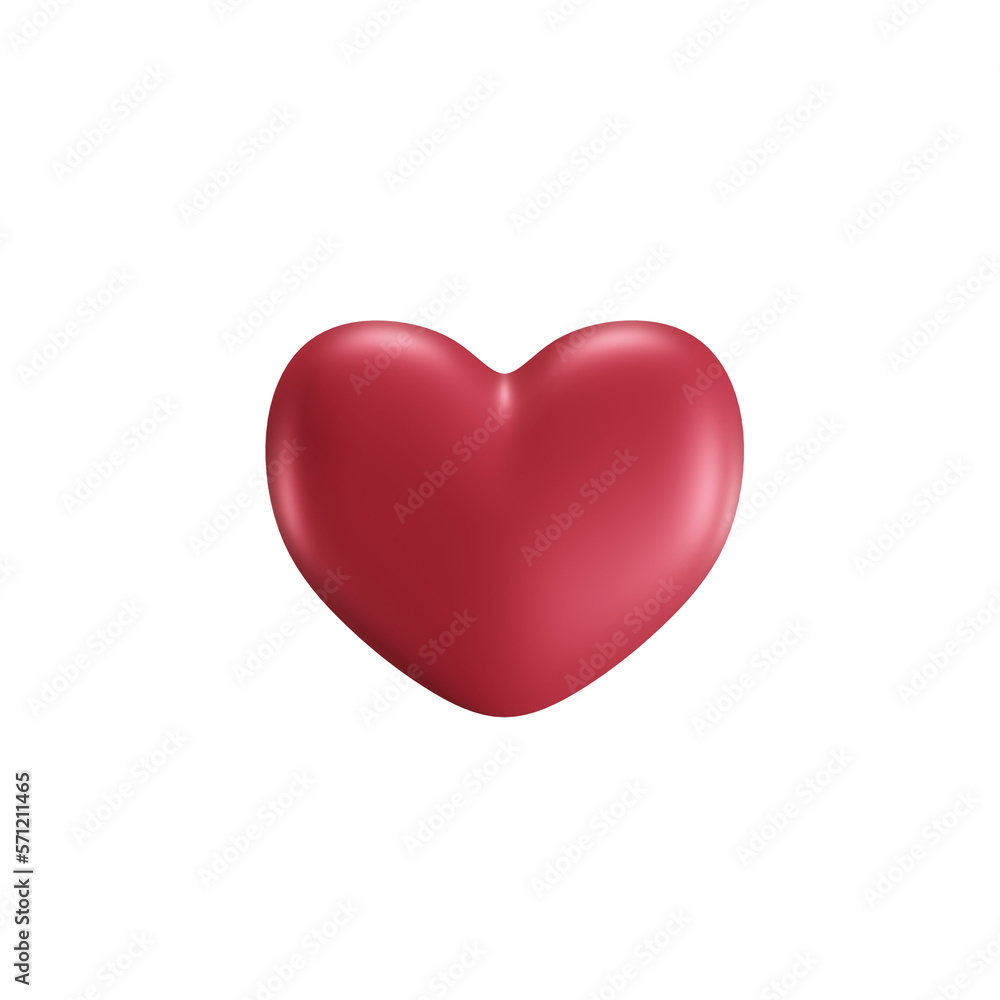 Heart Shape Red Happy Valentine's day isolated on transparent background 3d Illustration