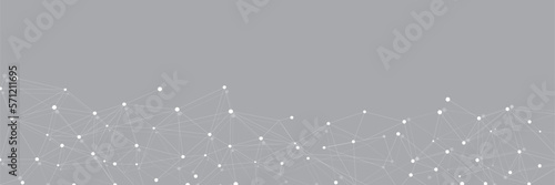 White network. Abstract connection on grey background. Network technology background with dots and lines for desktop. Ai system background. Abstract concept. Line background, network technology