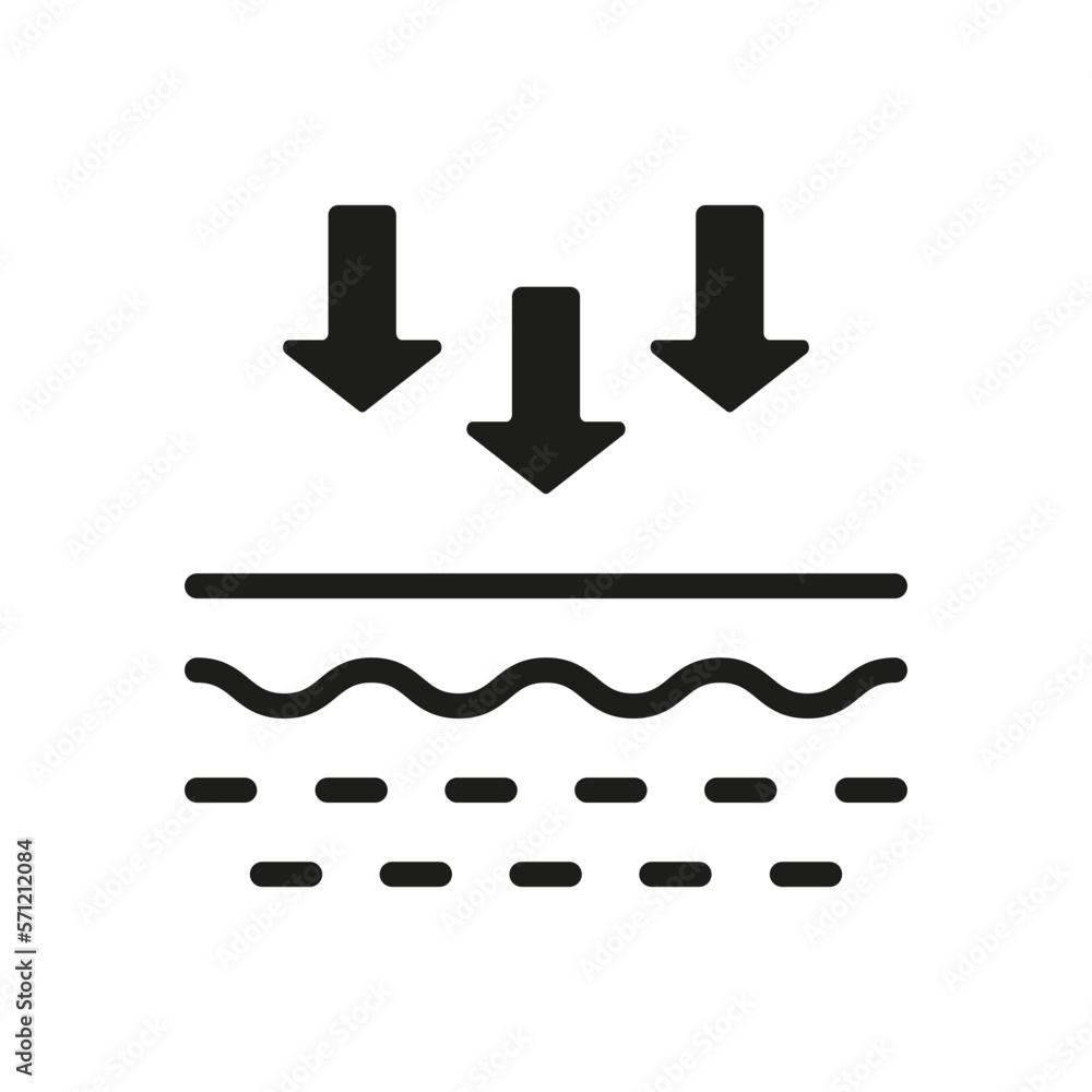 Skin Absorption Silhouette Icon. Penetration of UV Ray to Skin Glyph ...