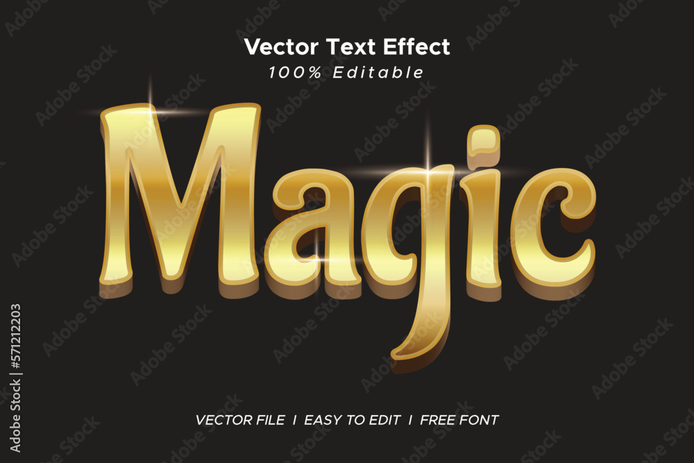 Magic golden text effect, editable fairy tale text style