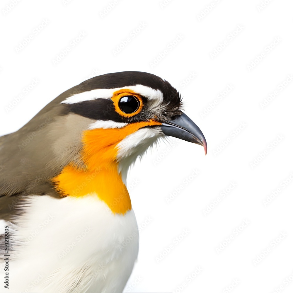 Naklejka premium Beautiful Bird Close-up with a White Background Created with Generative AI and Other Techniques