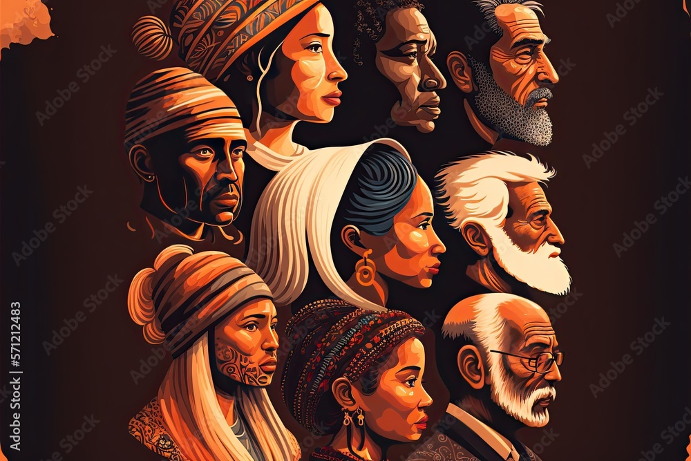 Illustration concept shows the many diversity people in different ethnicity on a brown background.