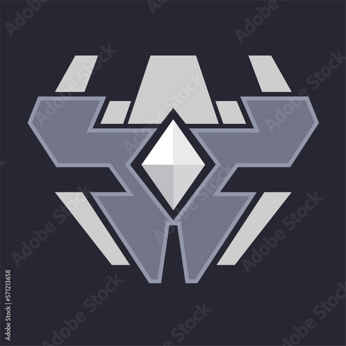 Silver rate modern cyber futuristic game trophy awards for characters like RPG or shooter.