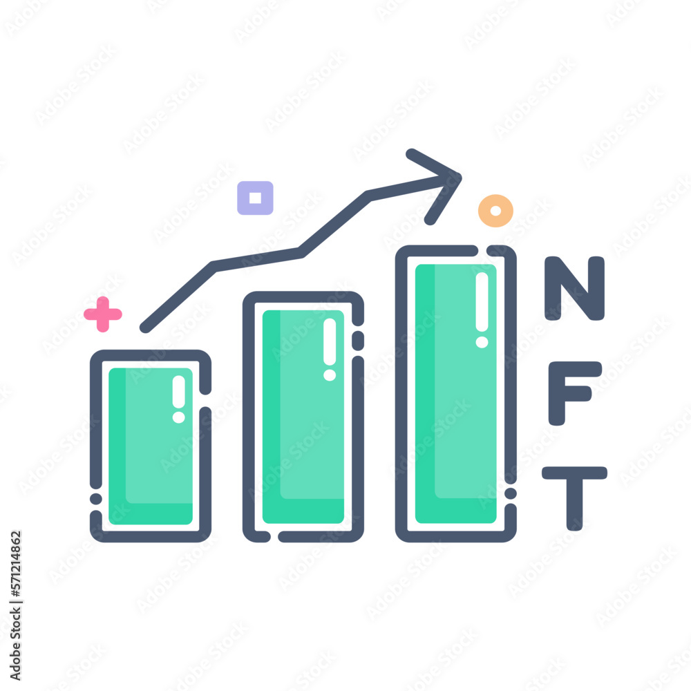Colorful NFT Non Fungible Token Technology Icon set Colorful NFT Non Fungible Token Technology Icon set