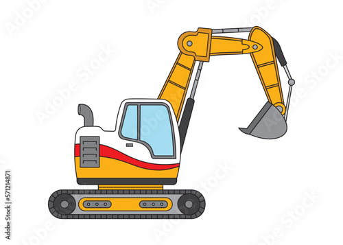 Vector illustration color children construction mini excavator