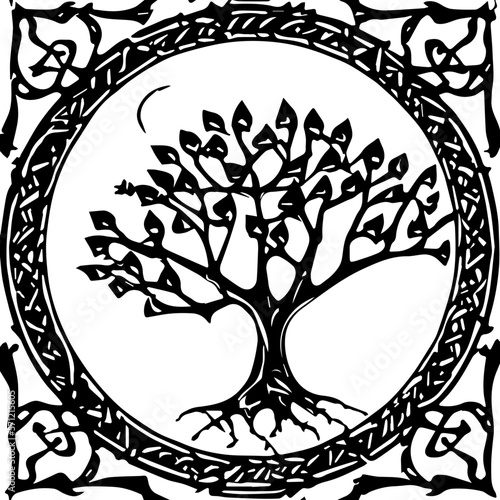 An abstract transparent celtic knot tree shape design element.  Vectorized from an AI Generation.