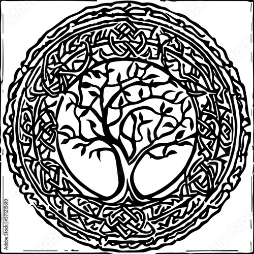An abstract transparent celtic knot tree shape design element.  Vectorized from an AI Generation.