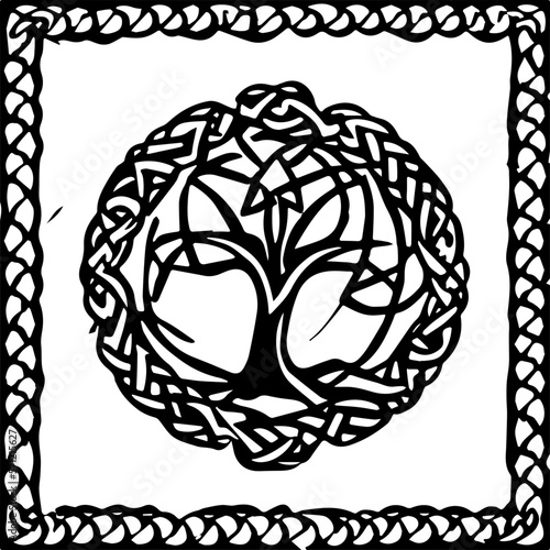An abstract transparent celtic knot tree shape design element.  Vectorized from an AI Generation.