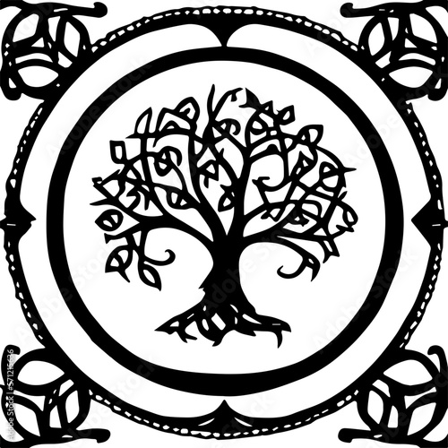 An abstract transparent celtic knot tree shape design element.  Vectorized from an AI Generation.