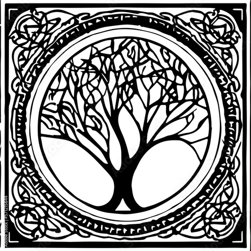 An abstract transparent celtic knot tree shape design element.  Vectorized from an AI Generation.