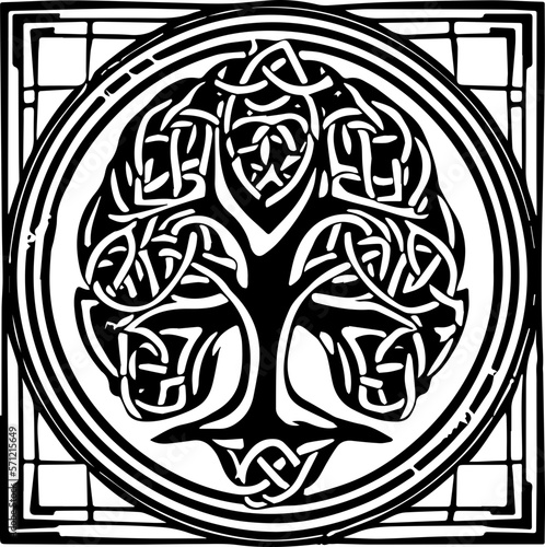 An abstract transparent celtic knot tree shape design element.  Vectorized from an AI Generation.
