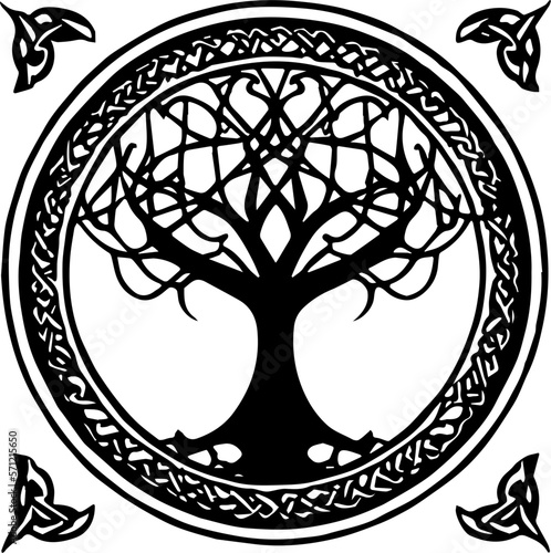 An abstract transparent celtic knot tree shape design element.  Vectorized from an AI Generation.