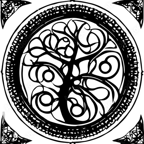 An abstract transparent celtic knot tree shape design element.  Vectorized from an AI Generation.