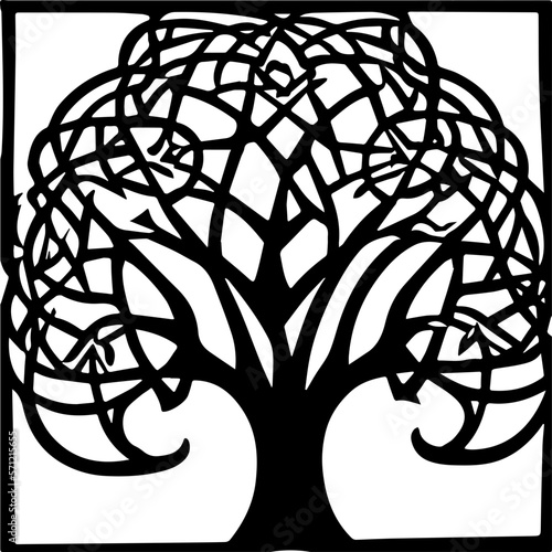 An abstract transparent celtic knot tree shape design element.  Vectorized from an AI Generation.