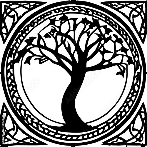An abstract transparent celtic knot tree shape design element.  Vectorized from an AI Generation.