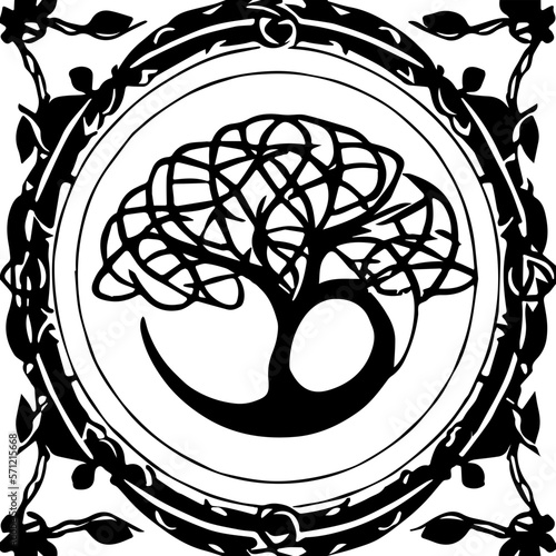 An abstract transparent celtic knot tree shape design element.  Vectorized from an AI Generation.