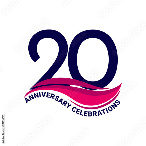 20th anniversary celebration logo design. Vector Eps10