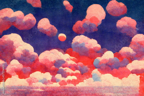 abstract clouds and sky risograph print texture created with generative ai photo