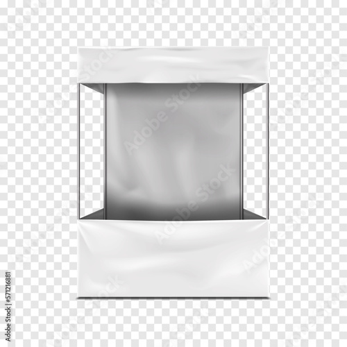 White blank promotional canopy tent vector mockup. Pop-up gazebo realistic mock-up. Foldable event marquee. Template for design