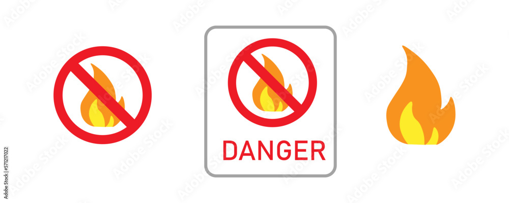 Fire denger icon. Flame set vector ilustration. Fire denger icon. Flame set vector ilustration.