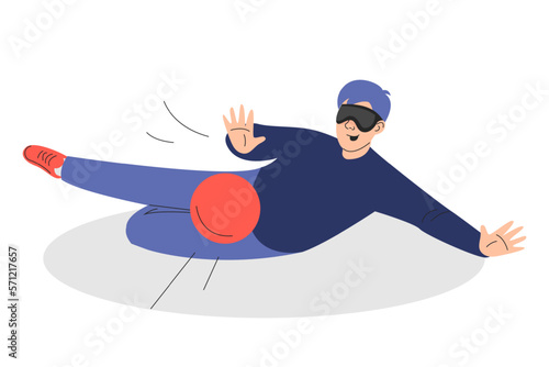 Goalball player vector isolated. Man with disability participating in sport activity. Paralympic games concept.