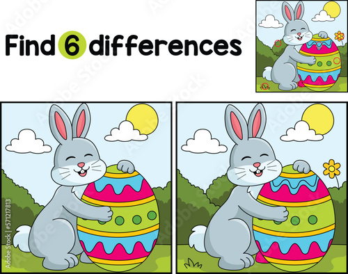 Rabbit Hugging Easter Egg Find The Differences photo