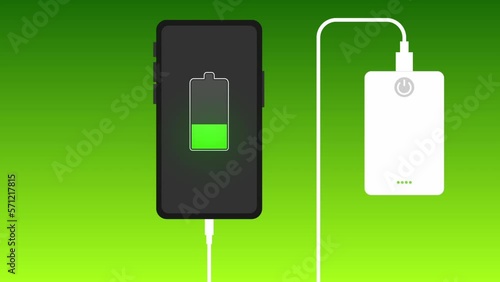 smartphone usb cable connection with external power bank
